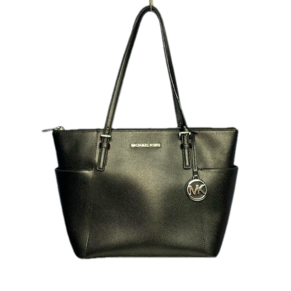 MICHAEL KORS Charlotte Large Leather Top-Zip Tote Black - Picture 1 of 11